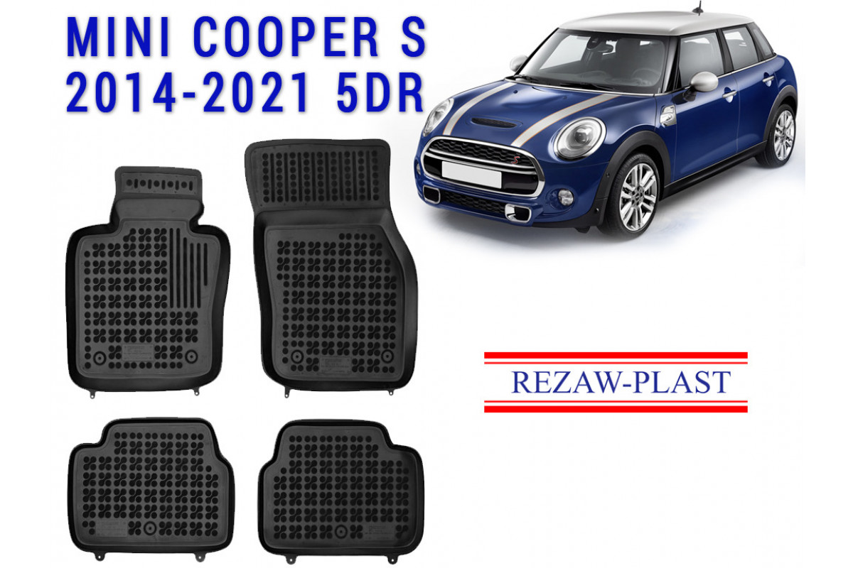 RezawPlast Rubber Floor Mats Set for Mini Cooper S 20142021 5DR Black